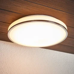 Lindby LED-loftlampe Lyss, Ø 40 cm, kromfarvet, IP44