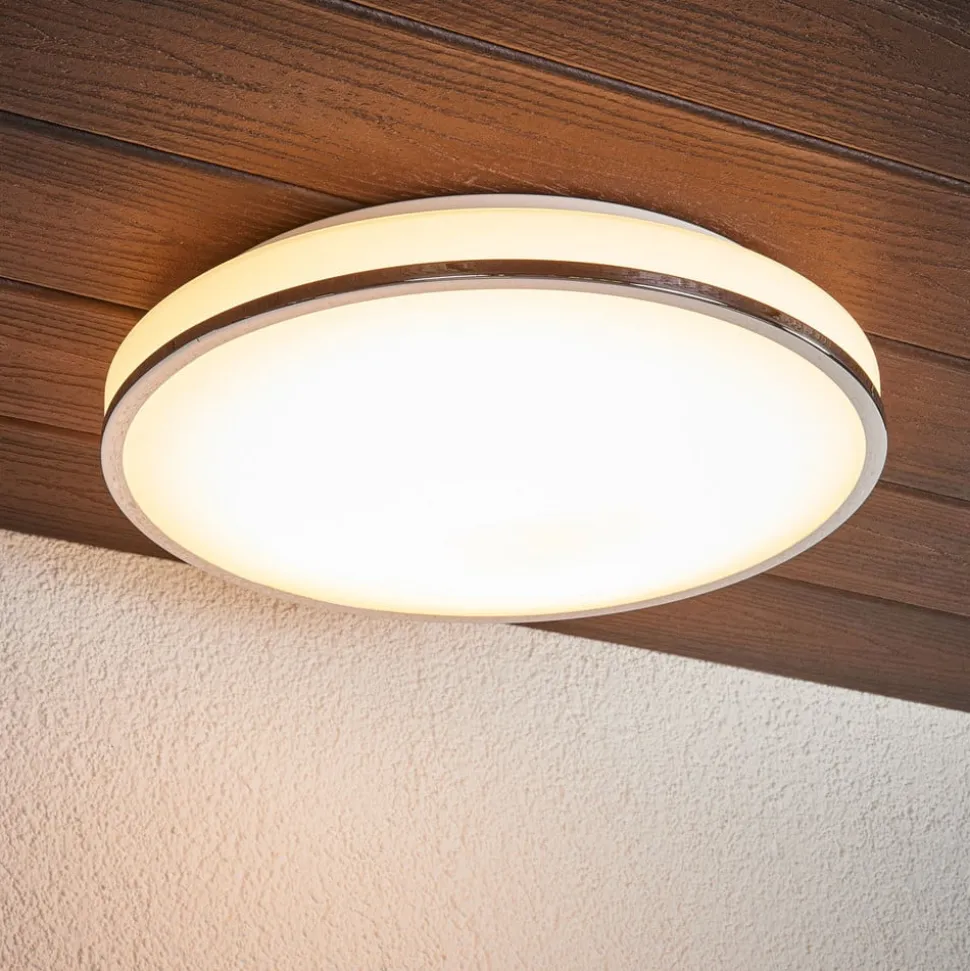 Lindby LED-loftlampe Lyss, Ø 40 cm, kromfarvet, IP44