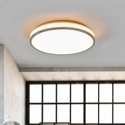 Lindby LED-loftlampe Lyss, Ø 40 cm, kromfarvet, IP44