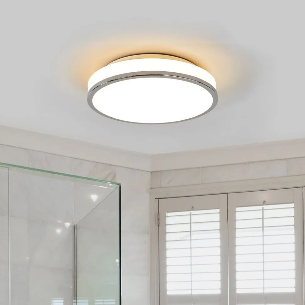 Lindby LED-loftlampe Lyss, Ø 28 cm, kromfarvet, IP44