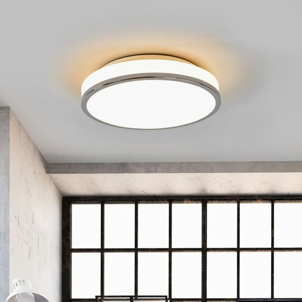 Lindby LED-loftlampe Lyss, Ø 28 cm, kromfarvet, IP44