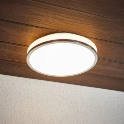 Lindby LED-loftlampe Lyss, Ø 28 cm, kromfarvet, IP44