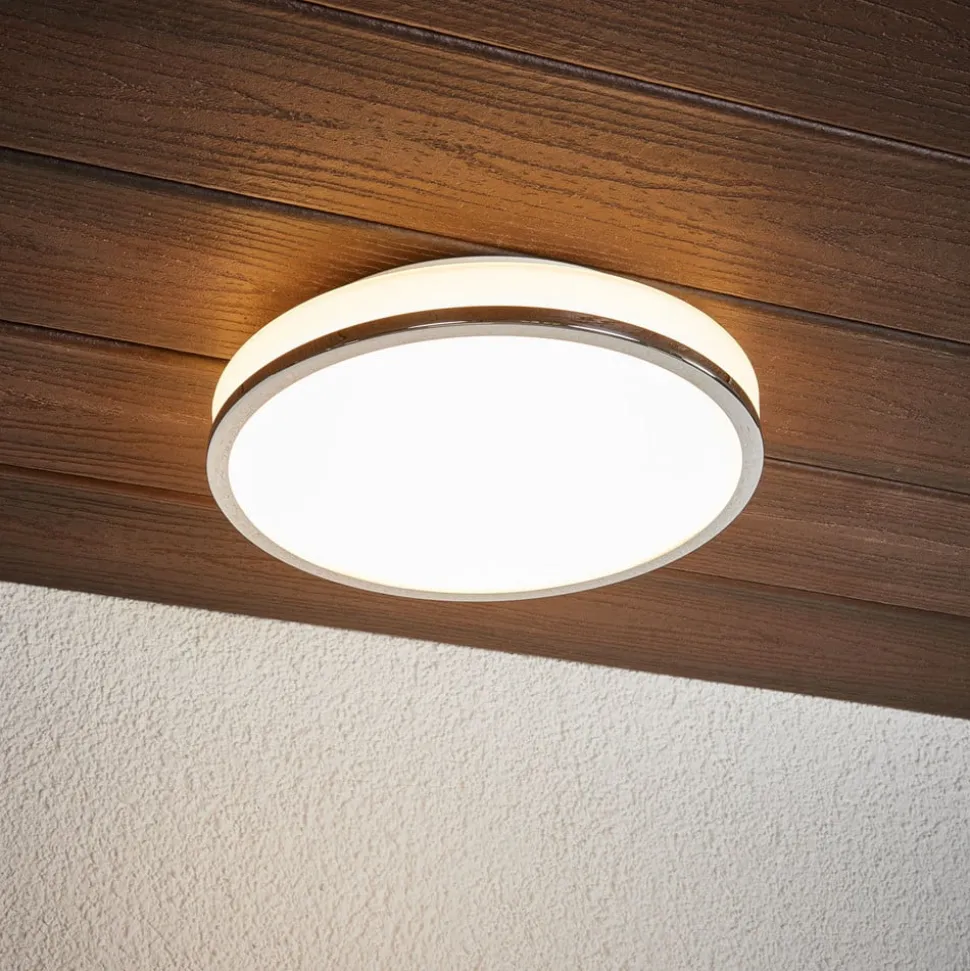 Lindby LED-loftlampe Lyss, Ø 28 cm, kromfarvet, IP44