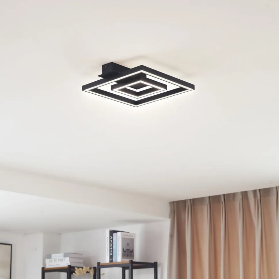 Lindby LED-loftlampe Madamo, sort, 30 cm, 3000K, aluminium