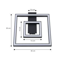 Lindby LED-loftlampe Madamo, sort, 30 cm, 3000K, aluminium