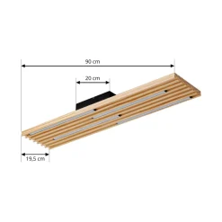 Lindby LED-loftlampe Madero, fyrretræ, 90 cm x 20 cm