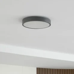 Lindby LED-loftlampe Manala, betongrå, RGB, CCT, fjernbetjening