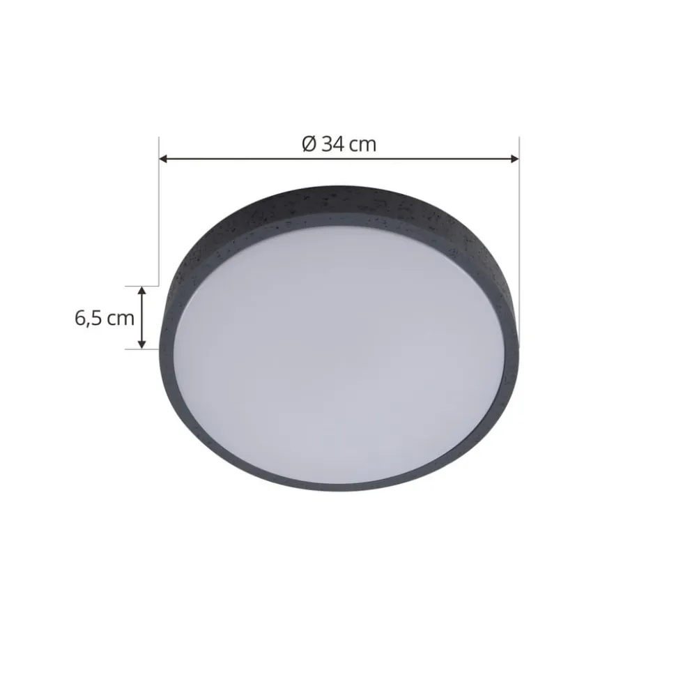 Lindby LED-loftlampe Manala, betongrå, RGB, CCT, fjernbetjening