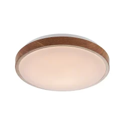 Lindby LED-loftlampe Mendosa, rund, lyst træ, Ø 29cm