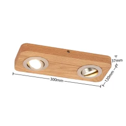 Lindby LED-loftlampe Mikari, 30 cm, træ, drejelig