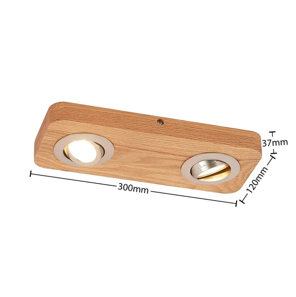 Lindby LED-loftlampe Mikari, 30 cm, træ, drejelig