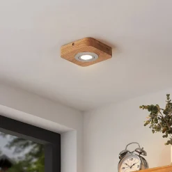 Lindby LED-loftlampe Mikari, 14 cm, træ, drejelig