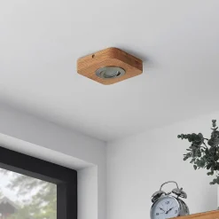 Lindby LED-loftlampe Mikari, 14 cm, træ, drejelig