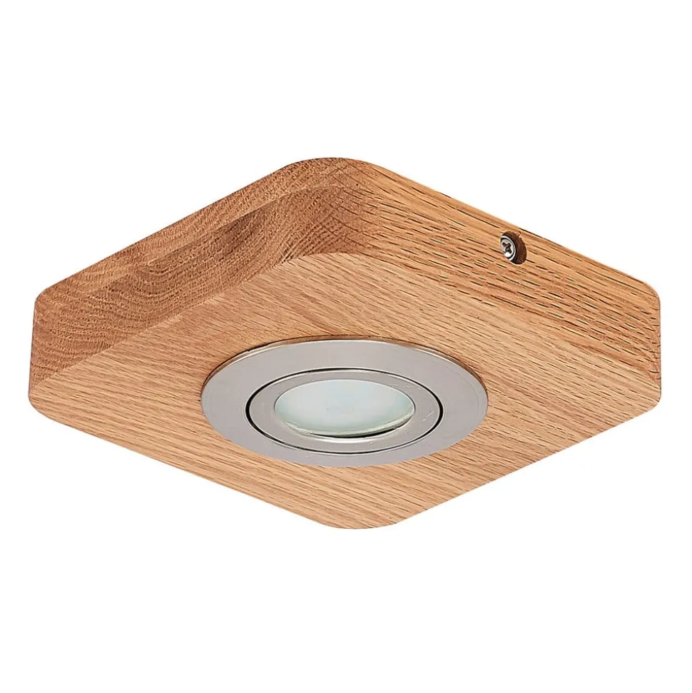 Lindby LED-loftlampe Mikari, 14 cm, træ, drejelig
