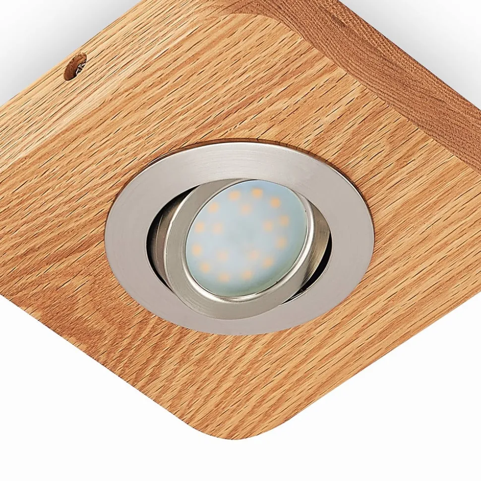 Lindby LED-loftlampe Mikari, 14 cm, træ, drejelig