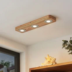 Lindby LED-loftlampe Mikari, 48 cm, træ, drejelig