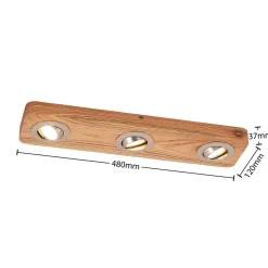 Lindby LED-loftlampe Mikari, 48 cm, træ, drejelig