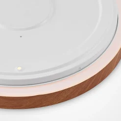 Lindby LED-loftlampe Mynte, Ø42cm, trælook, plast