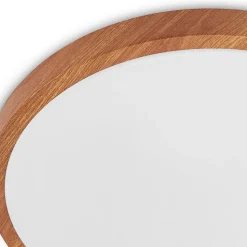 Lindby LED-loftlampe Mynte, Ø42cm, trælook, plast