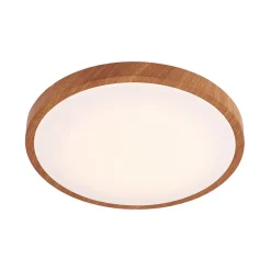 Lindby LED-loftlampe Mynte, Ø42cm, trælook, plast