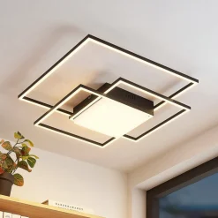 Lindby LED-loftlampe Nelinka, 60 cm, sort, aluminium