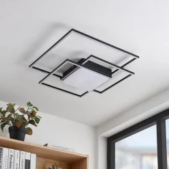 Lindby LED-loftlampe Nelinka, 60 cm, sort, aluminium