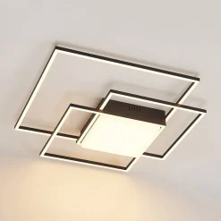 Lindby LED-loftlampe Nelinka, 60 cm, sort, aluminium