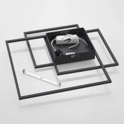 Lindby LED-loftlampe Nelinka, 60 cm, sort, aluminium