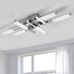 Lindby LED-loftlampe Patrik, 62 cm, 6 lyskilder, krom, IP44