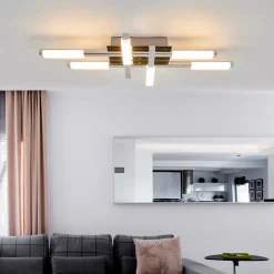 Lindby LED-loftlampe Patrik, 62 cm, 6 lyskilder, krom, IP44