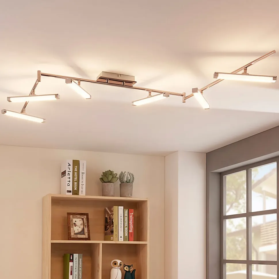 Lindby LED-loftlampe Pilou, 6 lyskilder, dæmpbar, krom