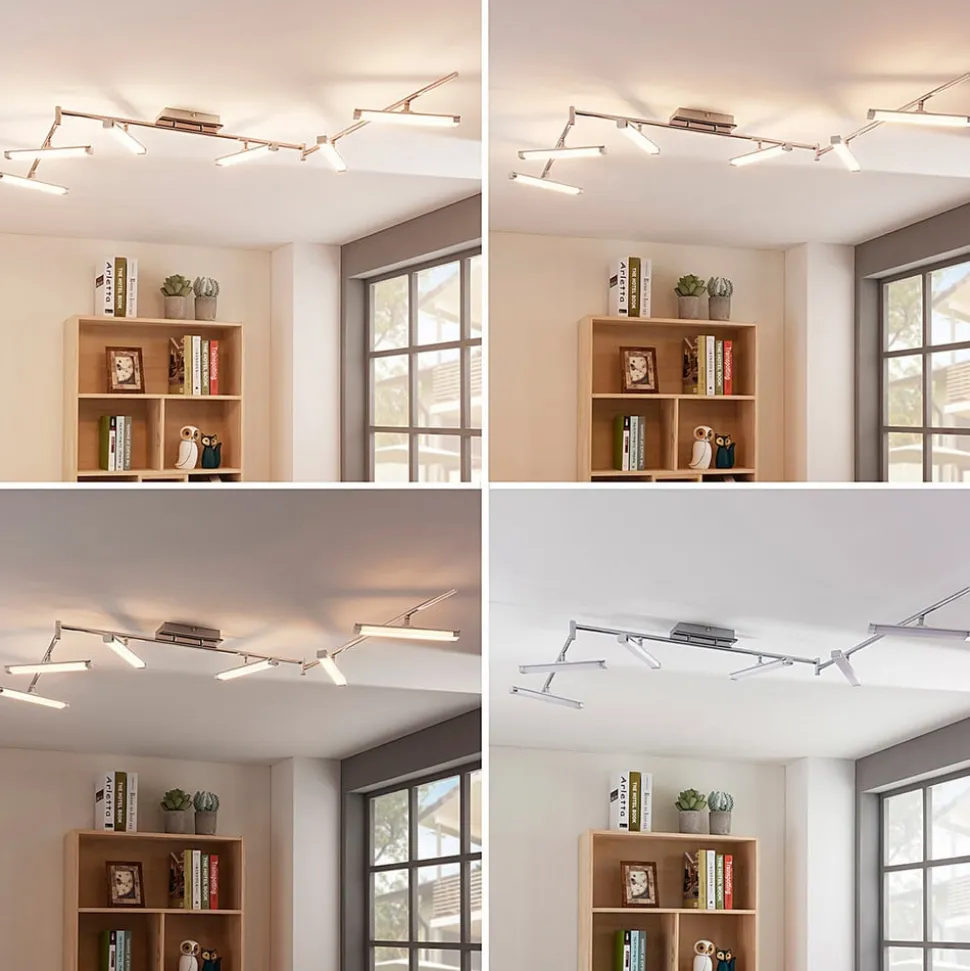 Lindby LED-loftlampe Pilou, 6 lyskilder, dæmpbar, krom
