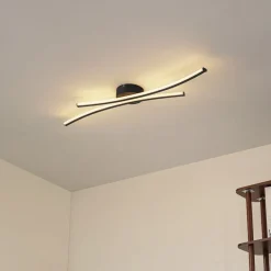 Lindby LED-loftlampe Ravion, 90 cm, sort, 3.000 K