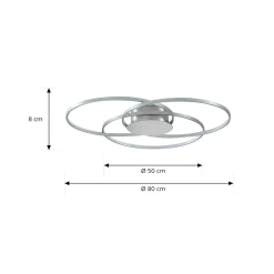 Lindby LED-loftlampe Riley, aluminiumsfarvet, metal, dæmpbar