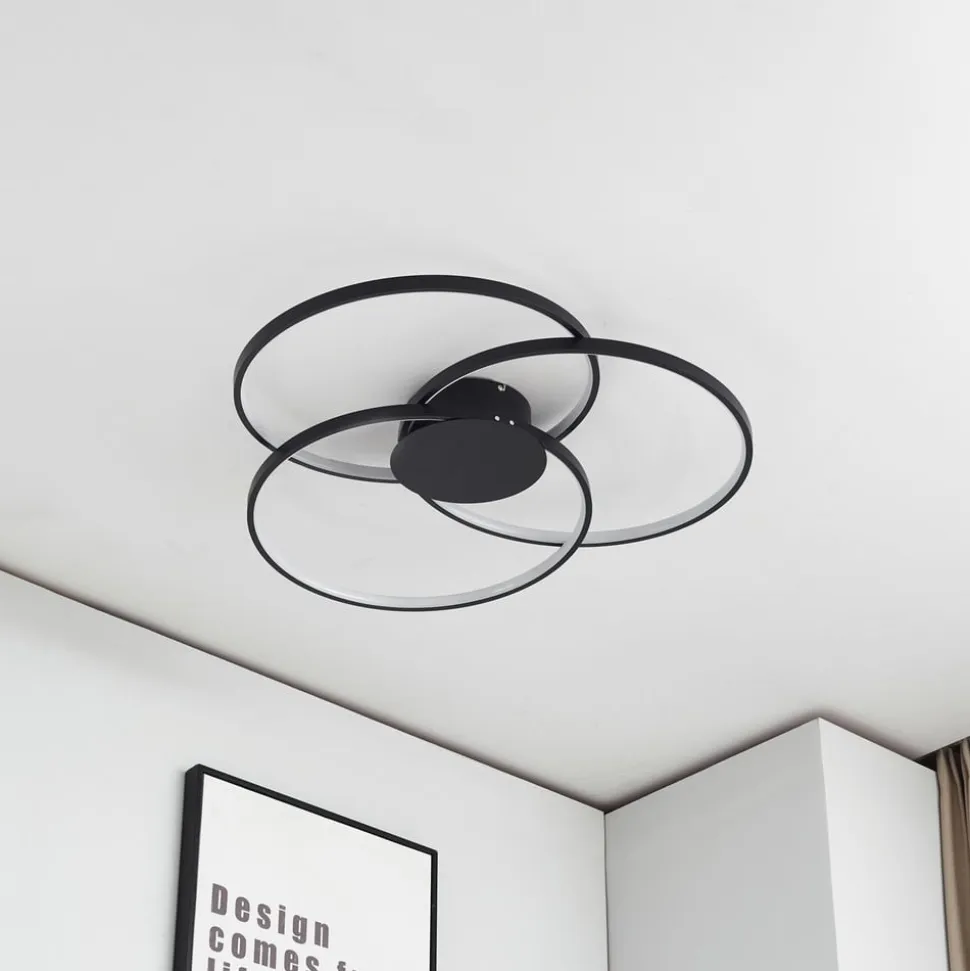 Lindby LED-loftlampe Riley, sort, 3.000 K, dæmpbar
