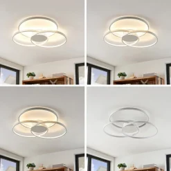 Lindby LED-loftlampe Riley, hvid, metal, 80 cm, dæmpbar