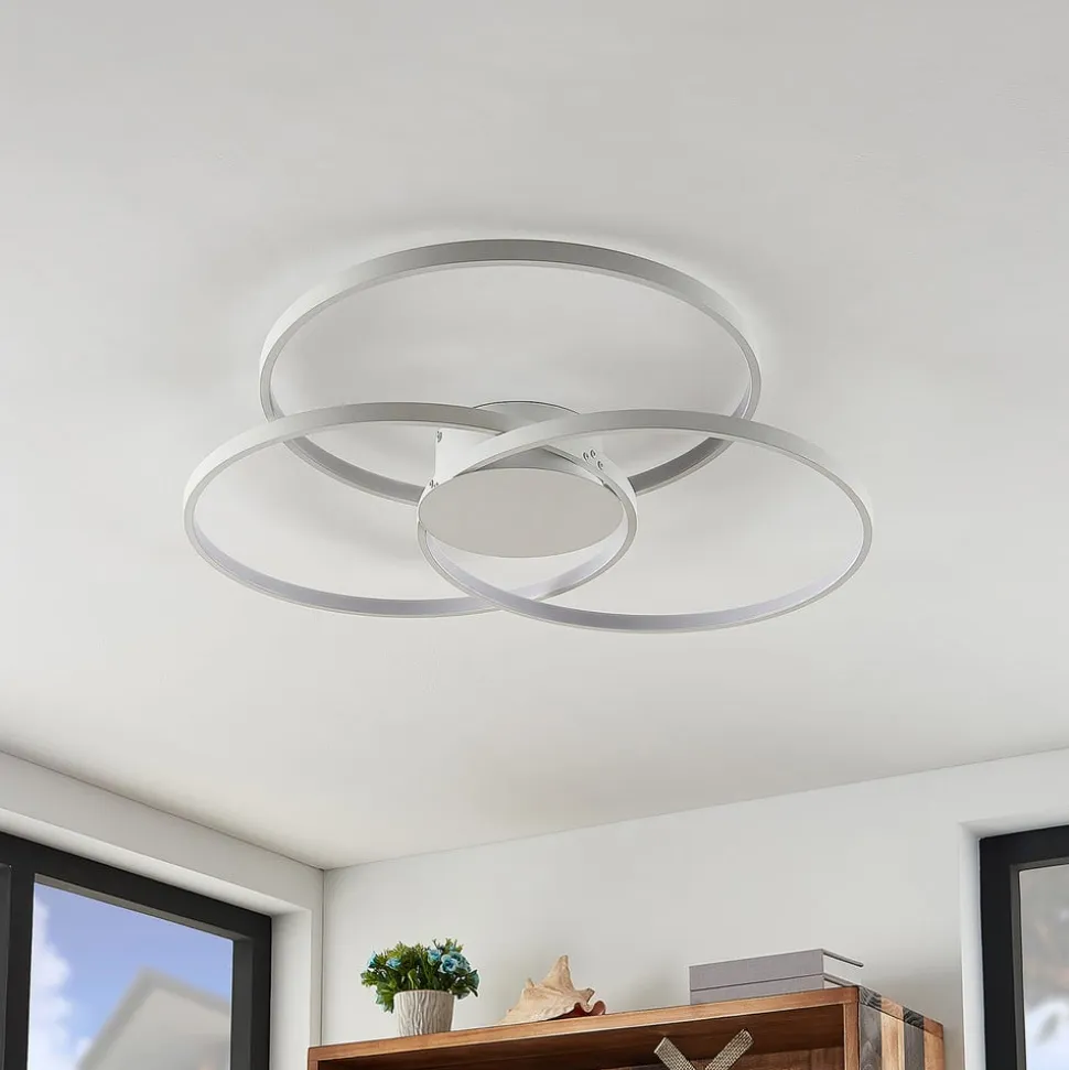 Lindby LED-loftlampe Riley, hvid, metal, 80 cm, dæmpbar