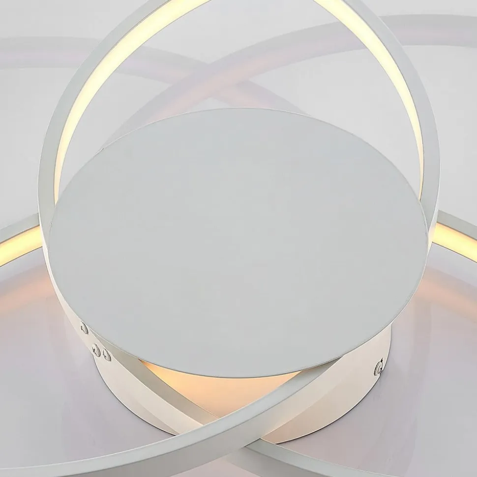 Lindby LED-loftlampe Riley, hvid, metal, 80 cm, dæmpbar