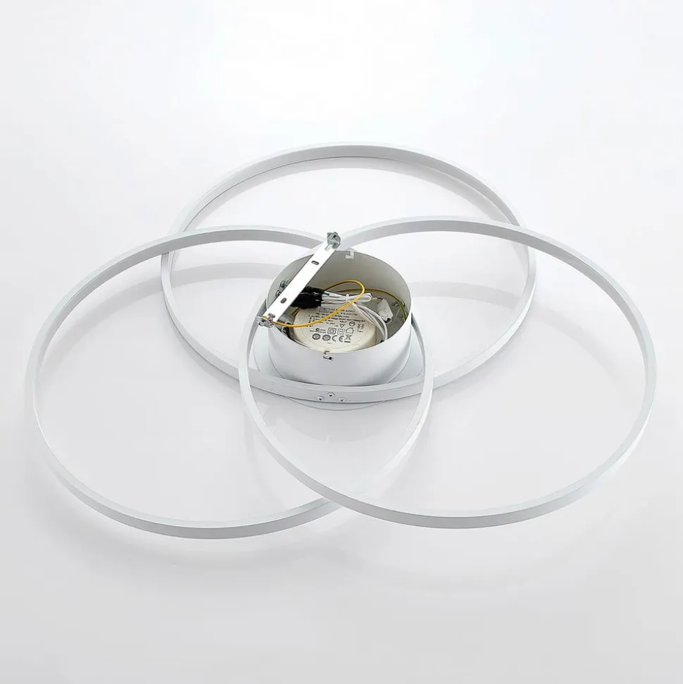 Lindby LED-loftlampe Riley, hvid, metal, 80 cm, dæmpbar