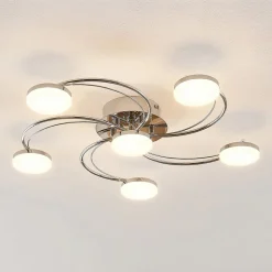 Lindby LED-loftlampe Rouven, spiralform, 6 lyskilder, grå