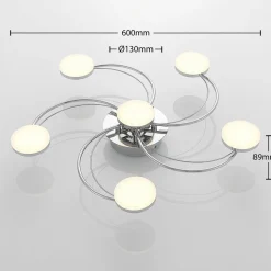 Lindby LED-loftlampe Rouven, spiralform, 6 lyskilder, grå