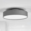 Lindby LED-loftlampe Saira, Ø 30 cm, grå, tekstil