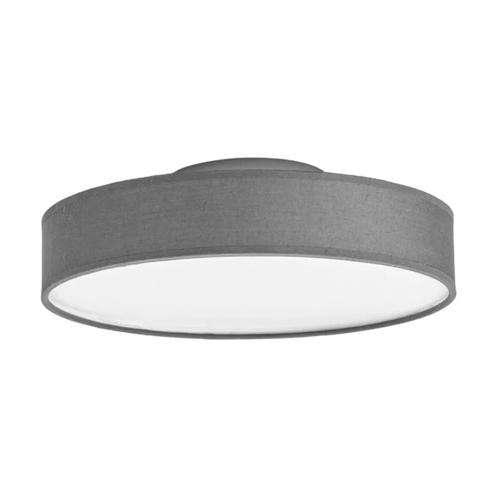 Lindby LED-loftlampe Saira, Ø 30 cm, grå, tekstil