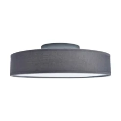 Lindby LED-loftlampe Saira, Ø 30 cm, grå, tekstil