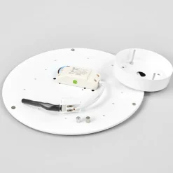 Lindby LED-loftlampe Saira, Ø 30 cm, grå, tekstil