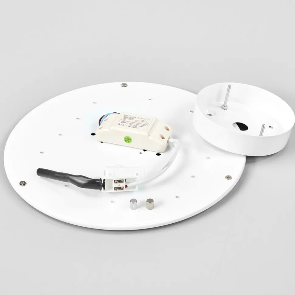 Lindby LED-loftlampe Saira, Ø 30 cm, grå, tekstil