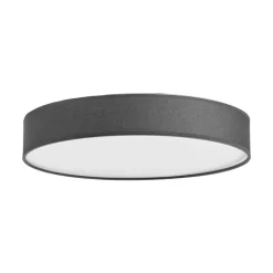Lindby LED-loftlampe Saira, Ø 40 cm, grå, tekstil