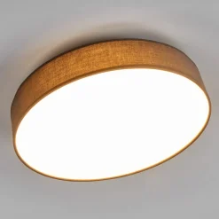 Lindby LED-loftlampe Saira, Ø 40 cm, grå, tekstil