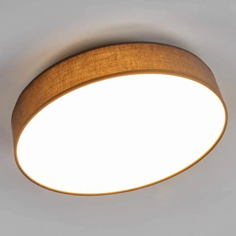 Lindby LED-loftlampe Saira, Ø 40 cm, grå, tekstil