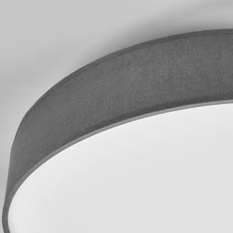 Lindby LED-loftlampe Saira, Ø 40 cm, grå, tekstil